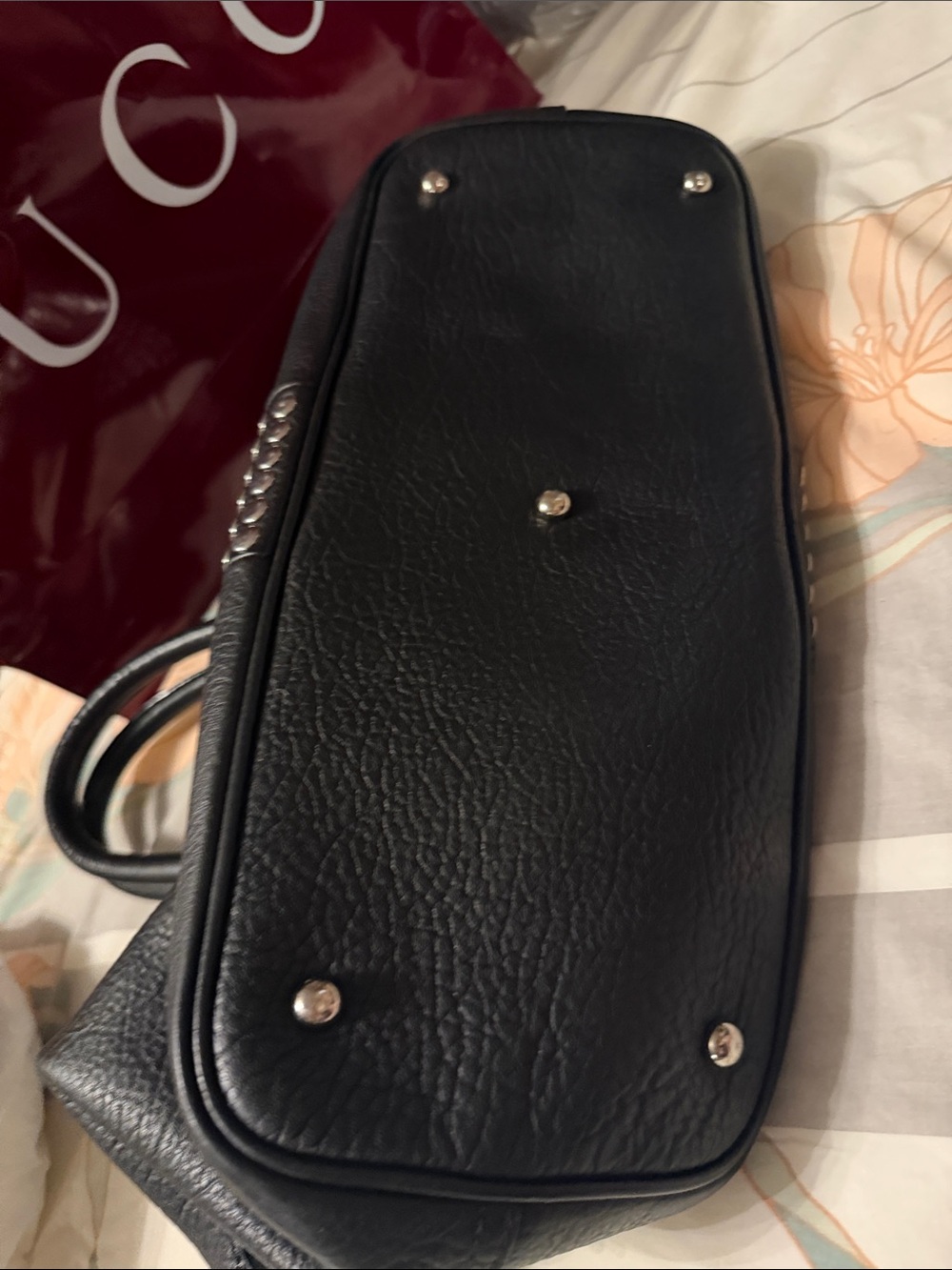 YSL Studded Black Leather Satchel Bag - Picture 10 of 11